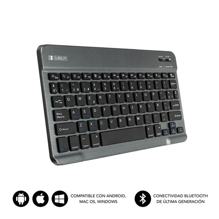 Subblim KBT-SM0002 Clavier sans fil Bluetooth 3.0 QWERTY Espagnol Ultra-fin 6mm Rechargeable pour Tablette Smartphone PC Subblim KBT-SM0002 Clavier sans fil Bluetooth 3.0 QWERTY Espagnol Ultra-fin 6mm Rechargeable pour Tablette Smartphone PC