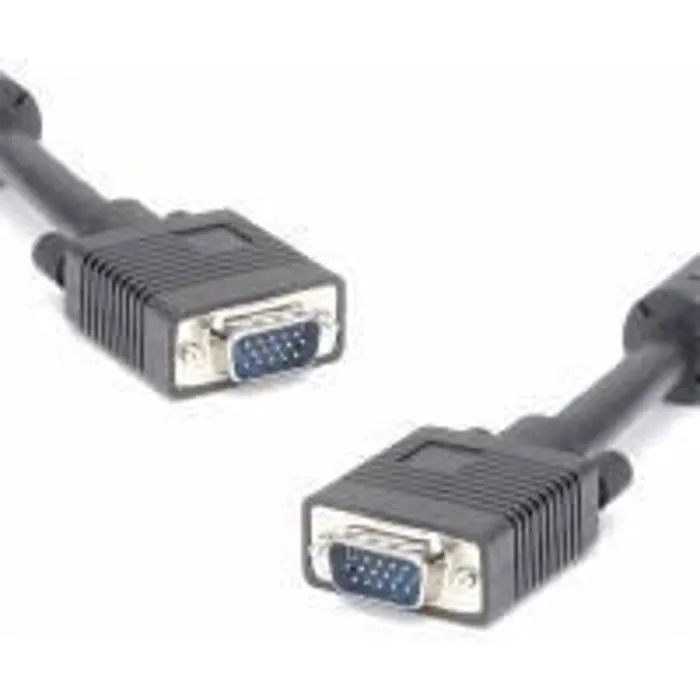 Câble VGA HD15 Mâle / Mâle Lineaire PCHD156G/5M - 5 mètres pour PC, Écran, Vidéoprojecteur - Avec 2 Ferrites Anti-Parasites