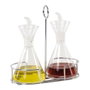 Andrea House Burette à huile et vinaigre 250 ml, en verre avec support métal, 20x10x20cm