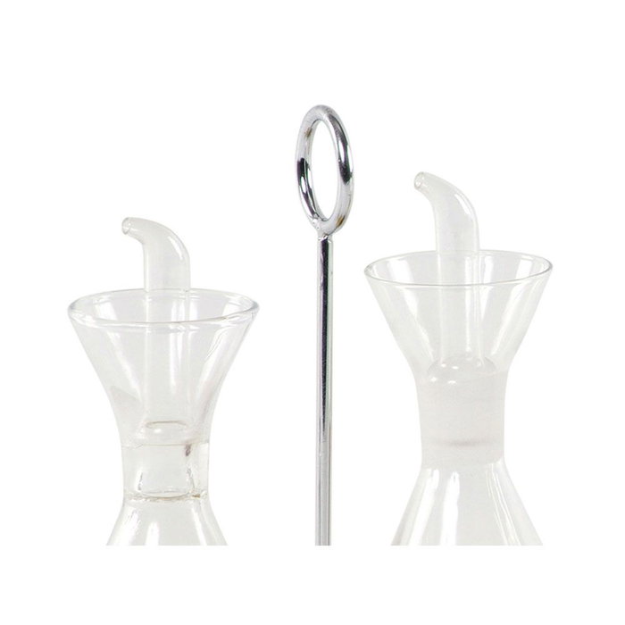 Andrea House Burette à huile et vinaigre 250 ml, en verre avec support métal, 20x10x20cm