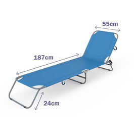 Chaise longue Marbueno Bleu 187 x 24 x 55 cm