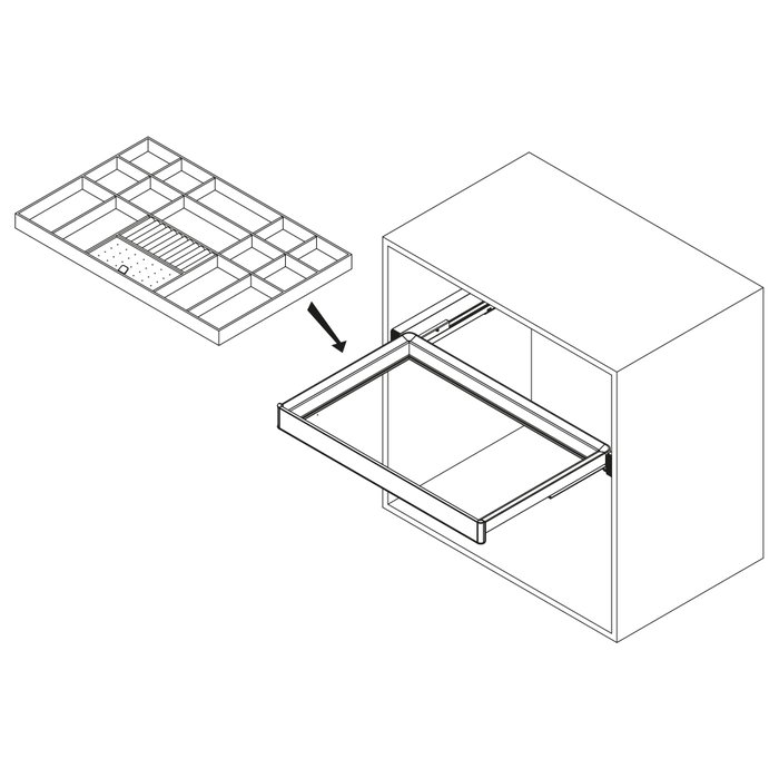 Emuca Tiroir organisateur pour placards et commodes Quartz, 540 (M70), Eco-pelle et bois, Titane