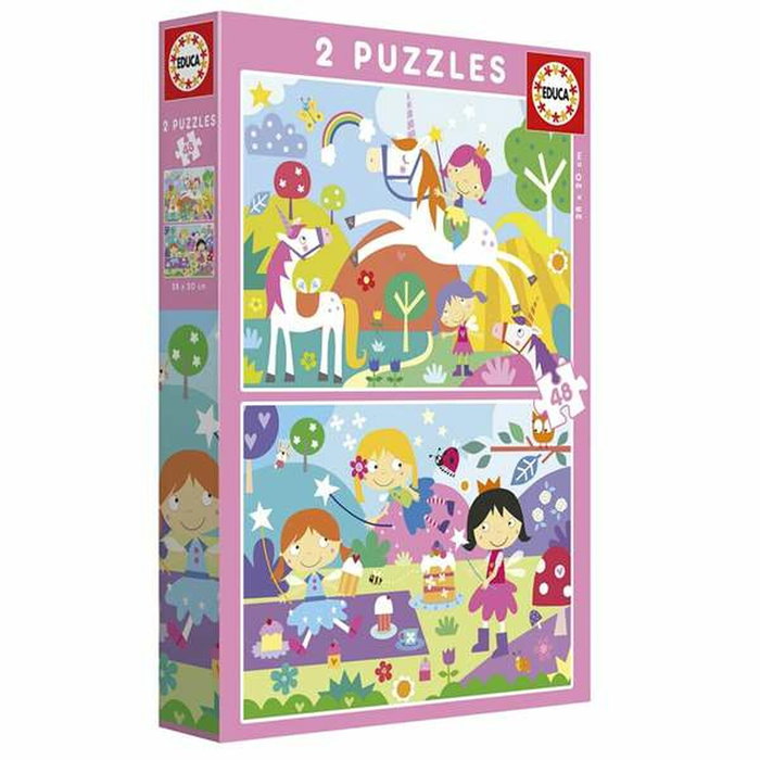 Set de 2 Puzzles Educa Fantasy world 48 Pièces