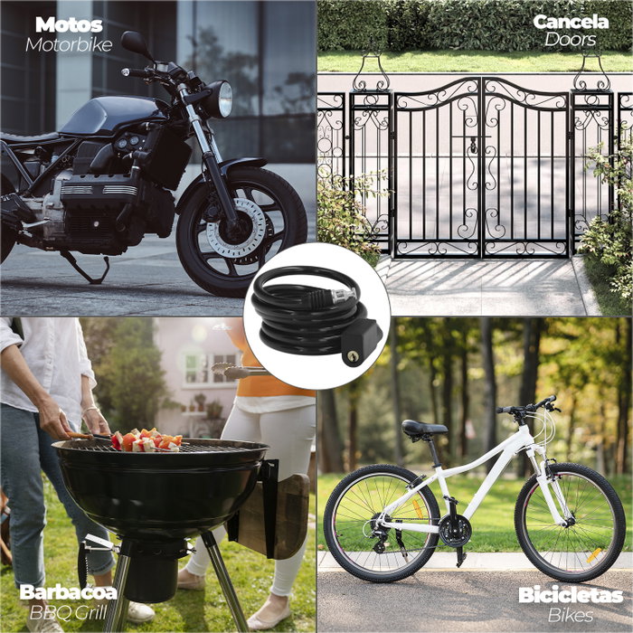 WOLFPACK LINEA PROFESIONAL Câble de vélo en spirale avec clé 8 mm x 150 cm