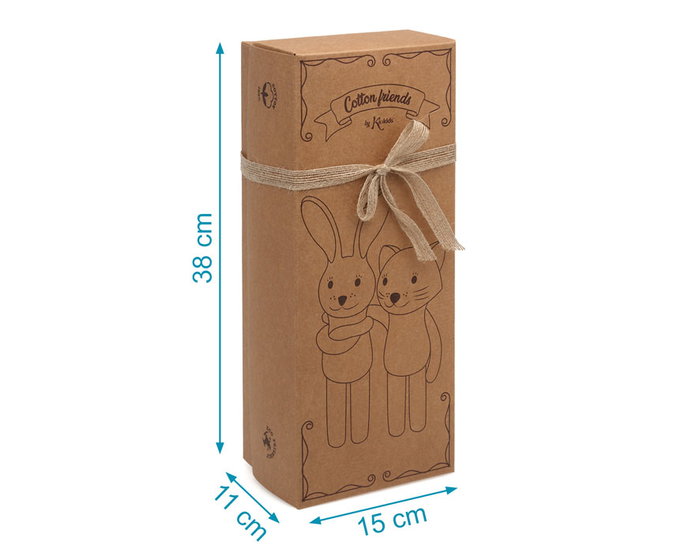 KioKids Peluche en Coton Écologique Lapin aux Longues Pattes Beige - Collection Cotton Friends pour Bébé 2 Mois et Plus