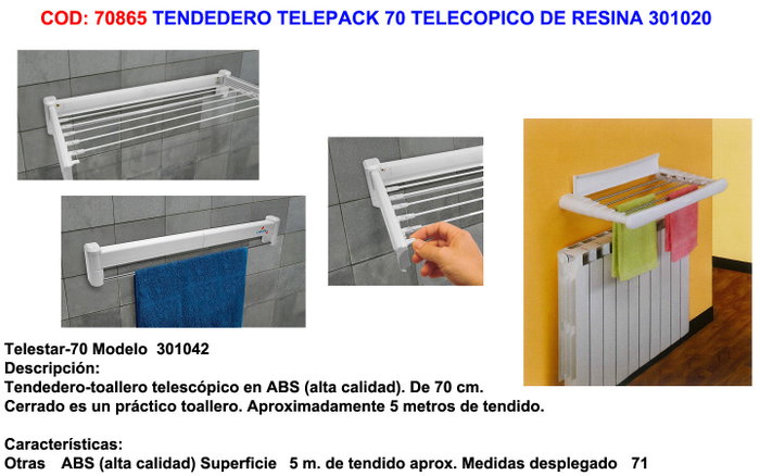 Telepack 70 étendoir télescopique en résine 301020 Telepack 70 étendoir télescopique en résine 301020
