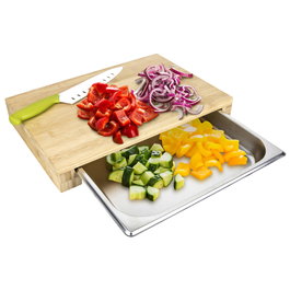 Cook Concept Planche à découper en bambou avec tiroir en acier inoxydable