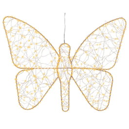 Lumineo Lumière LED décorative papillon en métal doré 43 x 58 cm