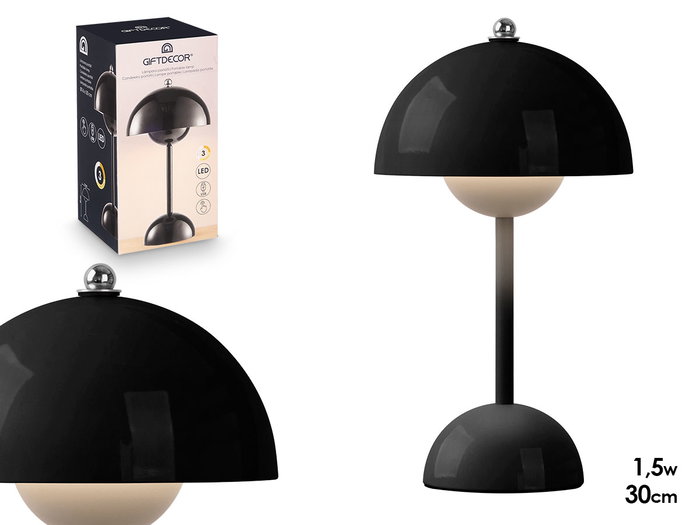 Giftdecor Lampe Champignon Noire 1.5W LED 3 Couleurs 18x30x18 cm avec Batterie Lithium (Set de 4) Giftdecor Lampe Champignon Noire 1.5W LED 3 Couleurs 18x30x18 cm avec Batterie Lithium (Set de 4)