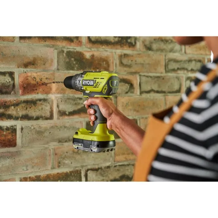 Ryobi Perceuse-visseuse à percussion sans fil 18V ONE+ 50 Nm, 13 mm, 2 vitesses, variateur, batterie 4.0 Ah, chargeur, sac R18PD3-140SA