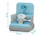 KioKids Chaise haute pliante de voyage pour bébé - Dinosaurio Azul (Dolci amici) - Siège surélevateur portable 6 à 36 mois, max 15 kg, avec sangle