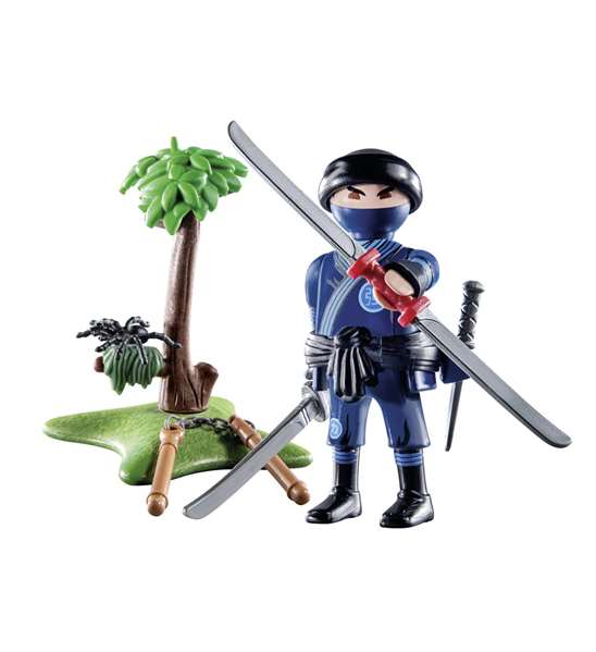Playmobil Figure de Ninja Special Plus avec Accessoires - Arbre, Katana, Nunchaku, Couteau, Épée Samouraï et Araignée