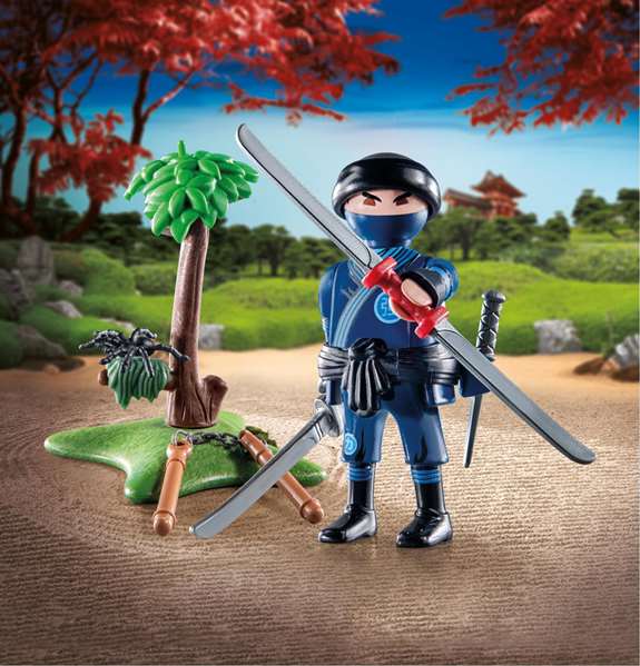 Playmobil Figure de Ninja Special Plus avec Accessoires - Arbre, Katana, Nunchaku, Couteau, Épée Samouraï et Araignée