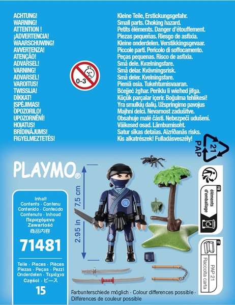 Playmobil Figure de Ninja Special Plus avec Accessoires - Arbre, Katana, Nunchaku, Couteau, Épée Samouraï et Araignée