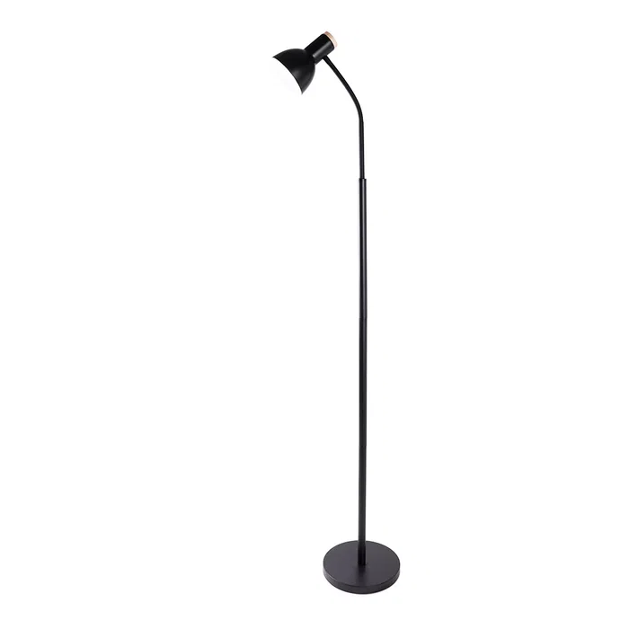 Tom Lampe de Sol Rectiligne - Design Nordique Élégant pour Salon et Chambre - Acier Inoxydable Noir avec Douille E27 LED - Réf. SKD-F010-B