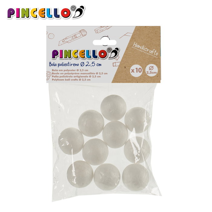 PINCELLO Jeu de 10 billes en polystyrène de 2,5 cm