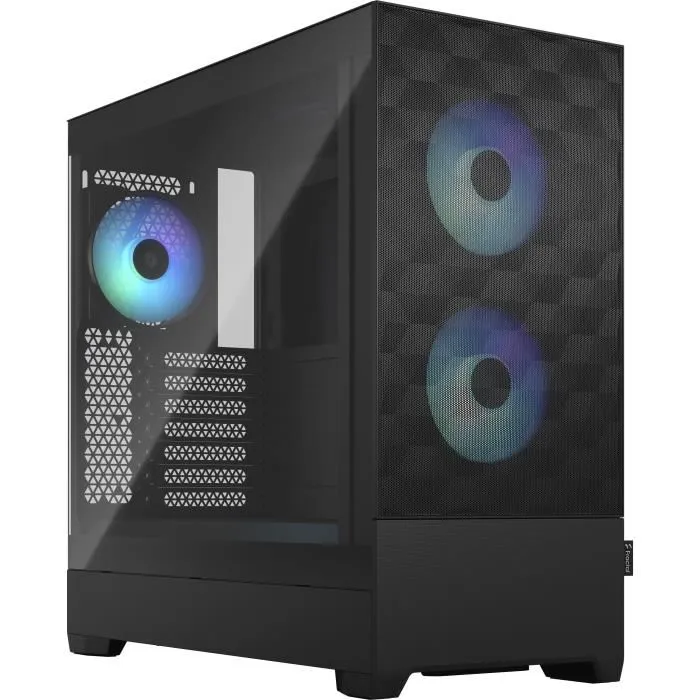 Fractal Design Pop Air RGB Black TG FD-C-POR1A-06 - Boîtier PC ATX Noir avec 3 Ventilateurs RGB, Contrôleur, Port USB 3.1 Type-C, Support Radiateurs