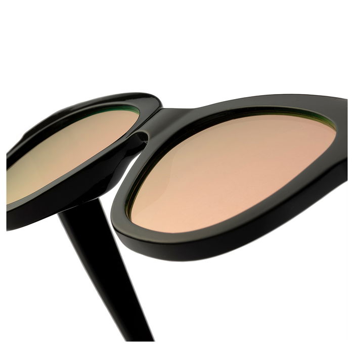 Hawkers Lunettes de Soleil AUDREY Papillon Noir Monture Rose Gold Verres Noir Femme 140mm