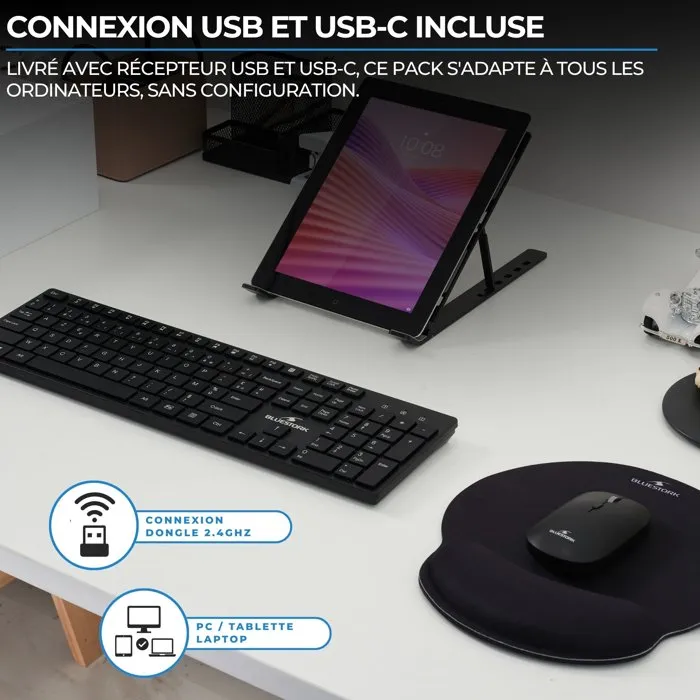 Bluestork Pack clavier et souris sans fil ultra-fin AZERTY Bluestork Pack clavier et souris sans fil ultra-fin AZERTY
