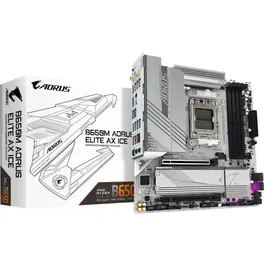 GIGABYTE B650M AORUS ELITE AX ICE Carte mère Micro-ATX pour AMD Ryzen 9000/8000/7000 (Socket AM5), Wi-Fi 6E, DDR5 (OC 8000 MHz), PCIe 5.0, LAN 2.5 GbE