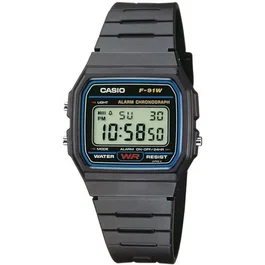 Casio Montre Vintage Digital Noir Chronomètre LED Étanche WR ISO 22810 avec Alarme et Calendrier Automatique - Boîtier et Bracelet Résine