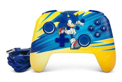 PowerA NSGP0202-01 Manette Améliorée avec Câble pour Nintendo Switch - Sonique Impulsion, 2 Boutons Programmable, Analogues Antifriction, Câble USB-C 3m