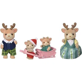 Sylvanian Families 5692 - Poupée La Famille Renne avec 4 Personnages Articulés et Vêtements Amovibles - Blanc - Mixte