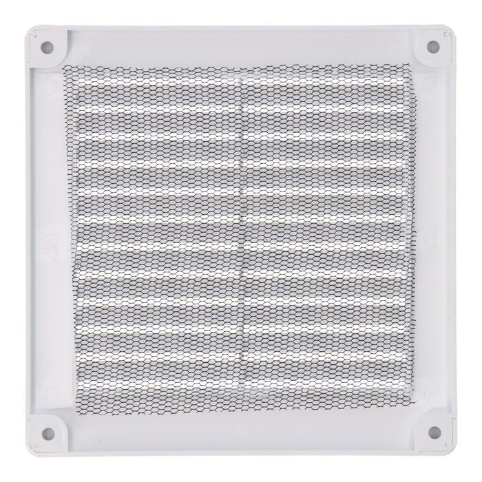 Edm Grille de ventilation carrée avec bouchons et moustiquaire 150x150x7 mm ABS blanc