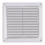 Edm Grille de ventilation carrée avec bouchons et moustiquaire 150x150x7 mm ABS blanc