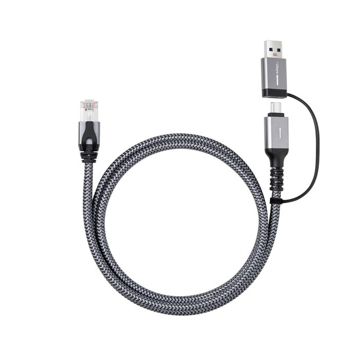 MicroConnect Câble adaptateur réseau CAT6 RJ45 FTP vers USB A-C, 10 mètres