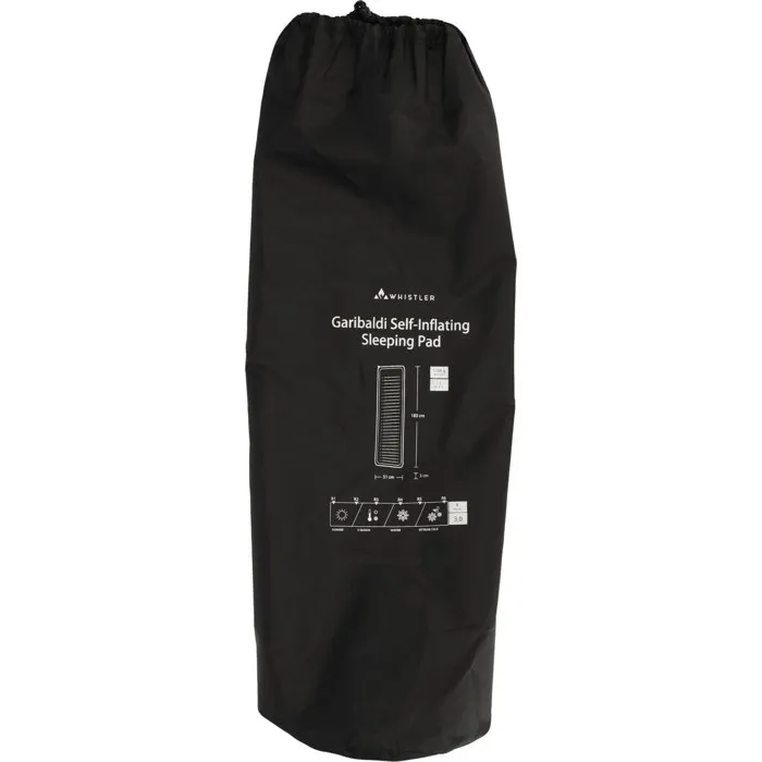 Whistler Tapis de Camping Autogonflant Garibaldi 3 cm - Matelas 1 Place Noir en Polyester Recyclé pour Aventure en Plein Air