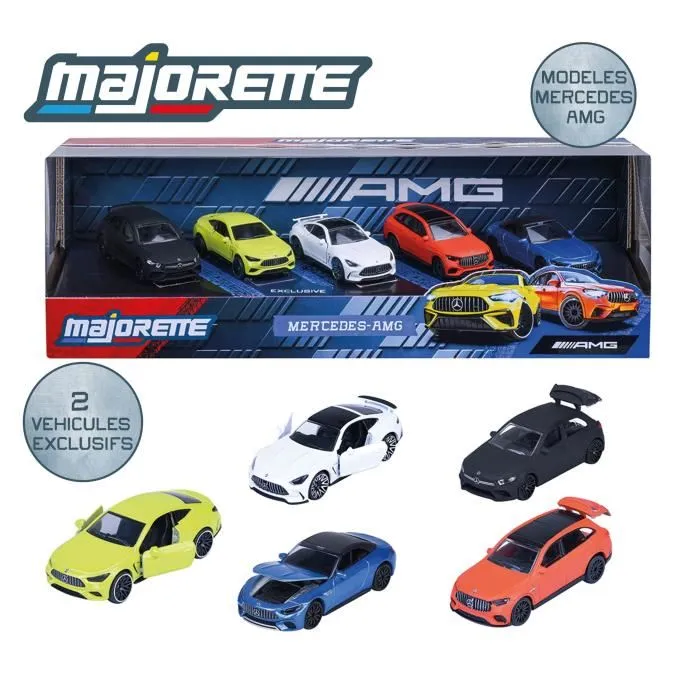 Majorette Coffret Cadeau 5 Véhicules Mercedes AMG, Modèles à l'Échelle 1/64, Roues Libres, Portes Ouvrantes, Suspensions, pour Enfants dès 3 Ans Majorette Coffret Cadeau 5 Véhicules Mercedes AMG, Modèles à l'Échelle 1/64, Roues Libres, Portes Ouvrantes, Suspensions, pour Enfants dès 3 Ans
