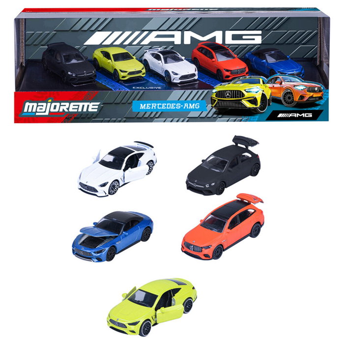 Majorette Coffret Cadeau 5 Véhicules Mercedes-AMG - 2 exclusifs, 1/64