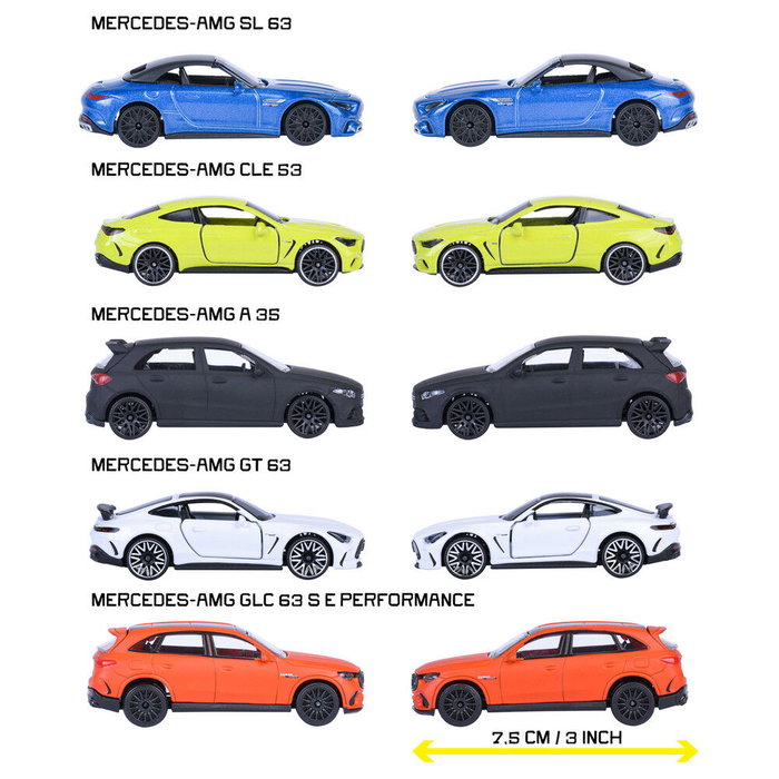 Majorette Coffret Cadeau 5 Véhicules Mercedes-AMG - 2 exclusifs, 1/64