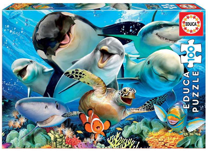 Educa - Puzzle 100 pièces - Selfie sous l'eau - Version espagnole/anglaise