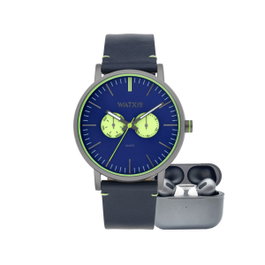Watxandco RELOJ12_44 avec cadran vert et bracelet bleu