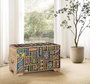 GINER Y COLOMER Baül de Rangement en Bois de Mango Peint à la Main Multicolore - Coffre de Salon avec Intérieur Spacieux