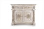 GINER Y COLOMER - Buffet en bois de manguier sculpté à la main, finition blanc vieilli, 2 portes et 2 tiroirs, 120 x 100 x 45 cm