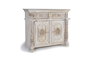 GINER Y COLOMER - Buffet en bois de manguier sculpté à la main, finition blanc vieilli, 2 portes et 2 tiroirs, 120 x 100 x 45 cm