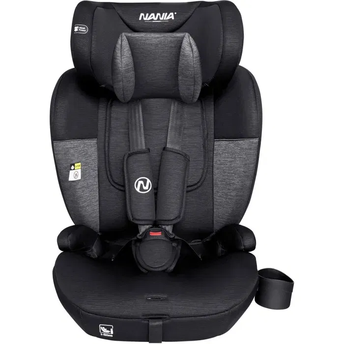 Nania Torino Siège Auto Enfant Évolutif Groupe 1/2/3, i-Size (R129), 9-36 kg, 76-150 cm, 5 Points, Réducteur, Systèmes SPS et Head-Protect, Noir