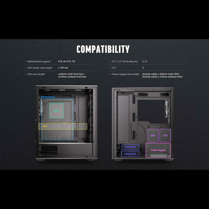 Boîtier ATX semi-tour Antec AX85 ARGB Noir