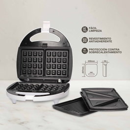 GSC Evolution Sandwichera double Pipu avec 3 plaques (classique, grill et gaufre) 750W