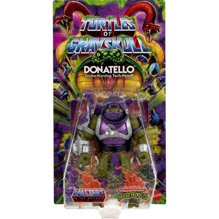 MATTEL Figura Donatello Turtles of Grayskull Masters of the Universe Origins - Figurine articulée 14cm avec accessoires et minicomic