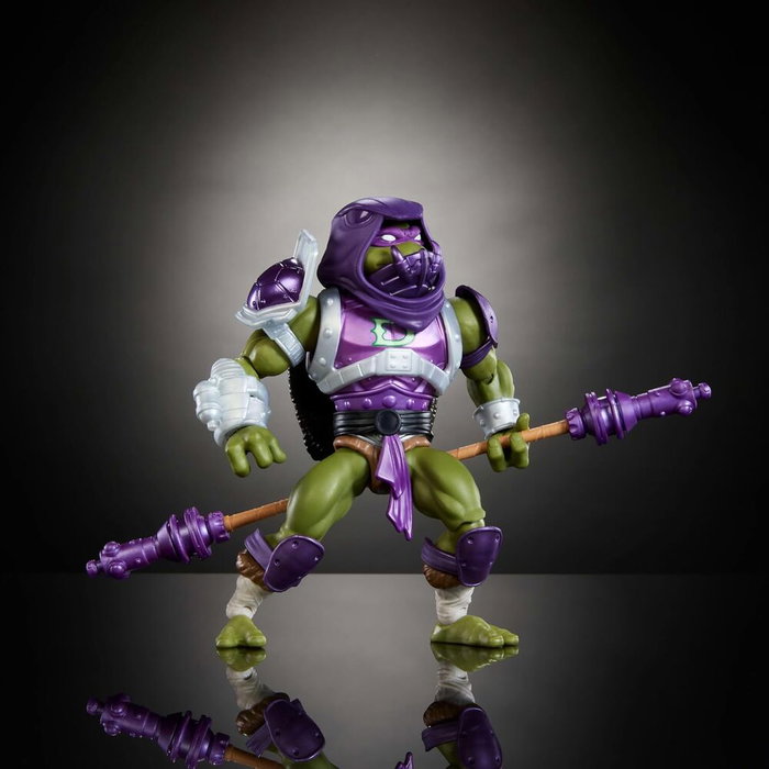MATTEL Figura Donatello Turtles of Grayskull Masters of the Universe Origins - Figurine articulée 14cm avec accessoires et minicomic