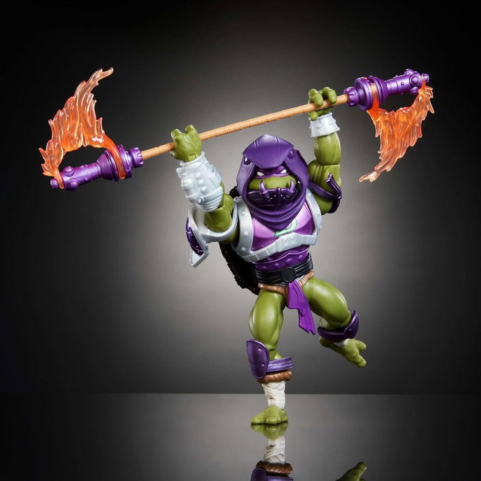 MATTEL Figura Donatello Turtles of Grayskull Masters of the Universe Origins - Figurine articulée 14cm avec accessoires et minicomic