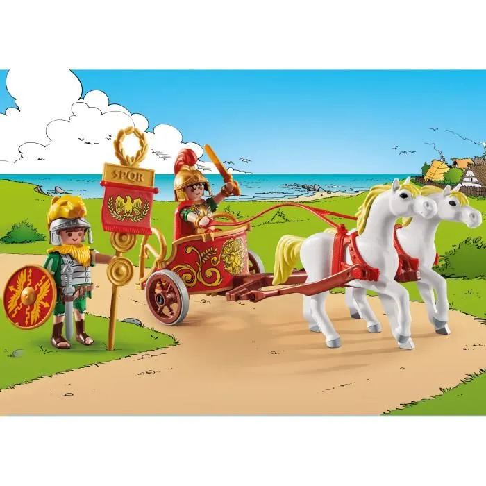 Playmobil 71543 Char Romain et Chevaux avec Personnages Astérix - Set de 31 Pièces avec Brutus - Jouet de Construction dès 5 ans