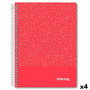 Cahier Imprex Rouge A5 80 Volets (4 Unités)