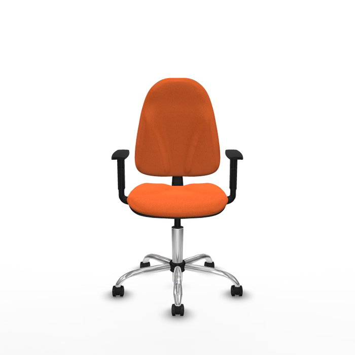 PIQUERAS Y CRESPO Chaise de bureau Algarra, tissu orange, base chromée, accoudoirs 1D