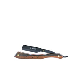 ZZMEN Navaja d'afeitado avec manche en bois marron