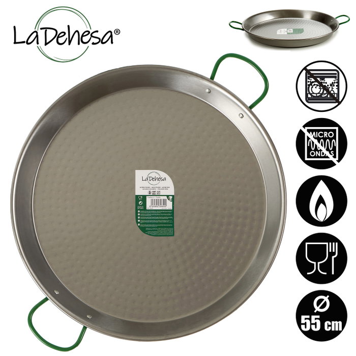 La Dehesa Paellera en Acier Poli 55 cm 16 Rations avec 2 Anses pour Gaz et Bois (Set de 4) La Dehesa Paellera en Acier Poli 55 cm 16 Rations avec 2 Anses pour Gaz et Bois (Set de 4)